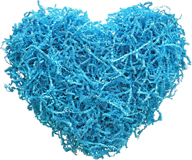 Bobobag - 4oz Crinkle Cut Paper Shred Filler Recyclable Gift Wrap Confetti Raffia Grass Shred Paper for Easter Baskets Filler Creative Eggs Decor (Blue) - Image 1